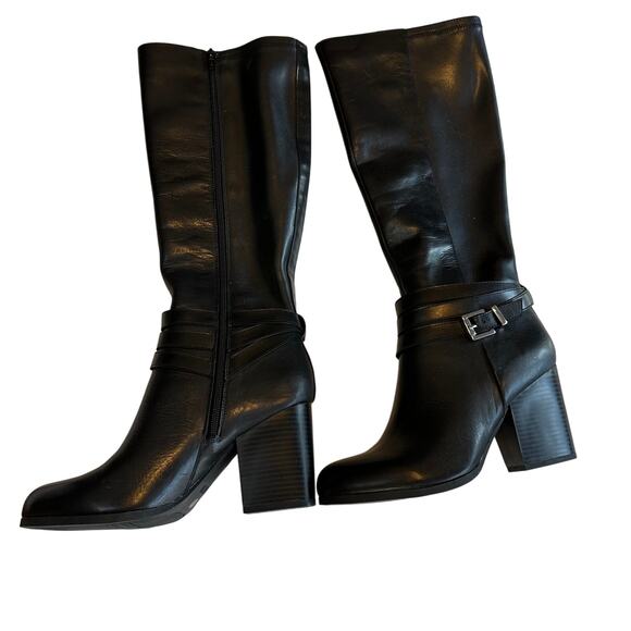 Bar III Paisley Black Knee High Boots Block Heel Size 9M - Picture 2 of 9